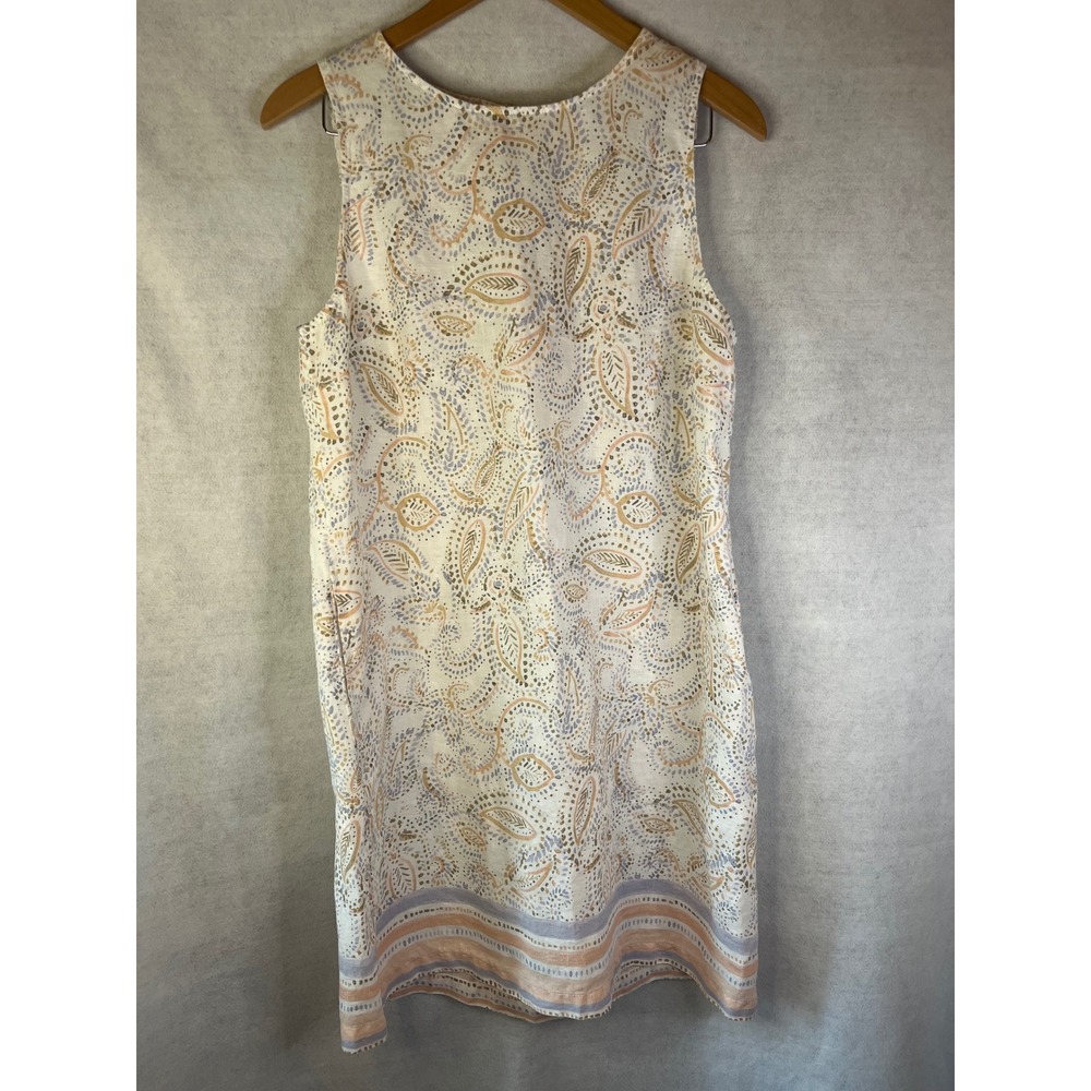 Rachel Ashwell 100% linen sleeveless shift‎ dress paisley Large lagenlook boho